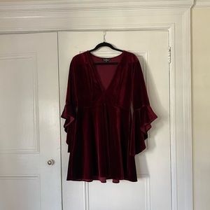 Red Velvet plunge neck Lulu’s dress